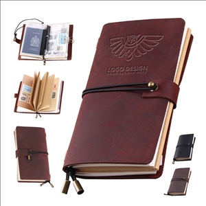 Refillable Genuine Leather Travel Notebooks With Elastic Rope